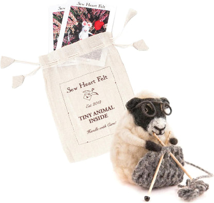 | Hand-Felted Knitting Nora Sheep | Organic Wool Home Decor | Fair Trade Plush Animal Ornament | Gift for Any Occasion | Perfect for New Spaces & Home Accessories