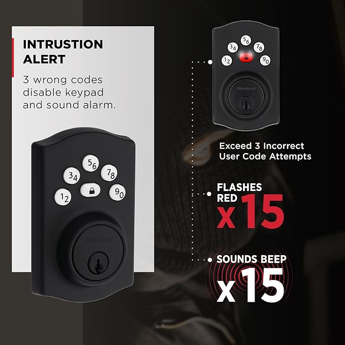 Kwikset Powerbolt 240 5-Button Keypad Matte Black Traditional Electronic Deadbolt Door Lock, Featuring Convenient Keyless Entry, Customizable User Codes and Auto-Locking