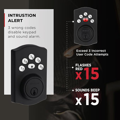Kwikset Powerbolt 240 5-Button Keypad Matte Black Traditional Electronic Deadbolt Door Lock, Featuring Convenient Keyless Entry, Customizable User Codes and Auto-Locking