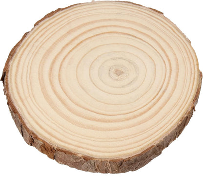 JOIKIT 8 PCS 6-7 Inches Natural Wood Slices, 3/4 Inch Thick Unfinished Wooden Circles with Bark, Round Log Discs Wood Rounds for Crafts, DIY Painting, Christmas Ornaments, Wedding Decorations