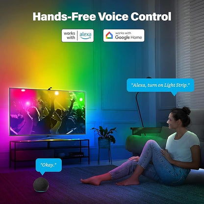 Sengled Ambient TV LED Backlights with Camera, Smart Strip Light for 50-60 inch TVs PC, (TV Sync Supports Off-line) WiFi RGB Lights, Works with Alexa & Google Assistant, App Control, Sengled Vision G2