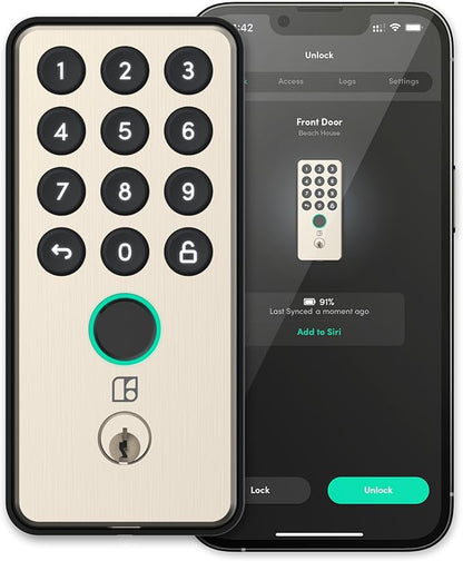 igloohome (NEW!) Deadbolt Go Smart Lock (Satin Nickel) w/Fingerprint, Digital Keys, Remote PIN Codes, WiFi Bridge (Sold Separately) - Tested to ANSI Standards, Easy to Install.