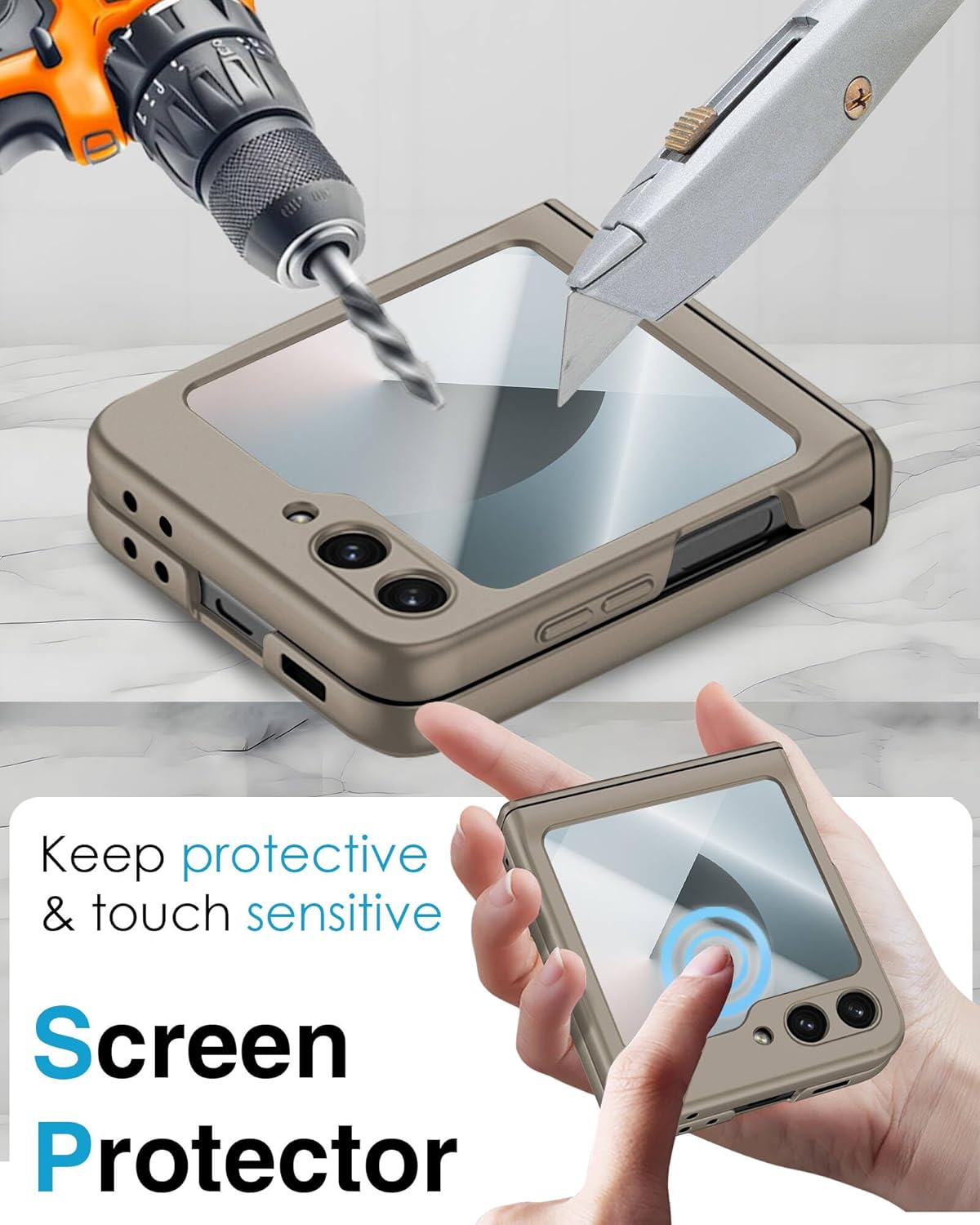 STORMTAL for Samsung Galaxy Z Flip 6 Case/Z Flip 7 FE Case, Hinge Protection, Built-in Screen Protector, Wireless Charging, Slim Rugged Phone Protective Case for Galaxy Z Flip 6