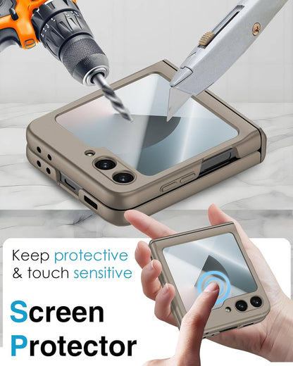 STORMTAL for Samsung Galaxy Z Flip 6 Case/Z Flip 7 FE Case, Hinge Protection, Built-in Screen Protector, Wireless Charging, Slim Rugged Phone Protective Case for Galaxy Z Flip 6