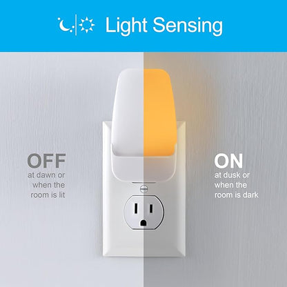 GE Sleeplite Night Lights Plug Into Wall, Dusk to Dawn Sensor, Ambient Lighting, Sleep Aid, Bathroom Décor, LED Lights for Bedroom, Apartment Essentials, Smart Home,86153, Amber, 4 Pack