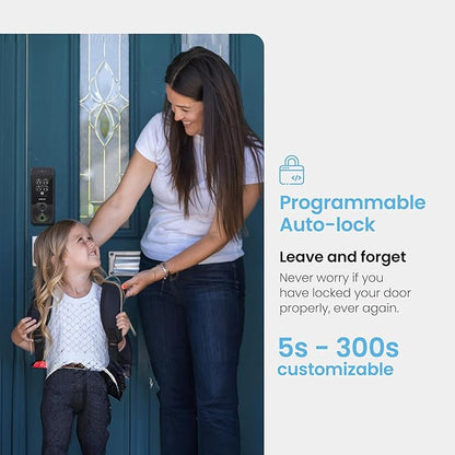 Lockly Visage Zeno Series Smart Lock, Facial Recognition & Fingerprint Keyless Entry Door Lock, Built-in Wi-Fi Deadbolt with Apple Home Key, PIN Genie Keypad, App Remote Control (Matte Black)