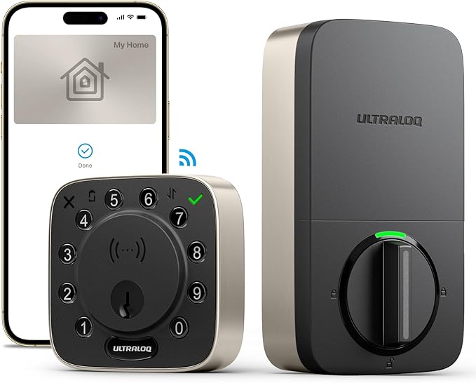 ULTRALOQ Bolt NFC, World's First Smart Lock with Apple Home Key and Android NFC Tap to Unlock, Built in Wi-Fi Deadbolt, Remote Control, Works with HomeKit, Alexa, Google, 1 Year Battery, BHMA Cert.