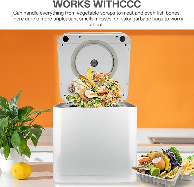 3.3L Electric Composter for Kitchen Smart Compost Bin Indoor with Intelligent LED Display High Temperature and UV Sterilization Odor Removal One Click Turn Food Waste to Fertilizer