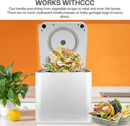 3.3L Electric Composter for Kitchen Smart Compost Bin Indoor with Intelligent LED Display High Temperature and UV Sterilization Odor Removal One Click Turn Food Waste to Fertilizer