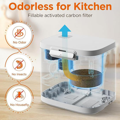 Electric Kitchen Composter, Odorless Electric Compost Bucket, Convert Food Waste and Residue into Compost