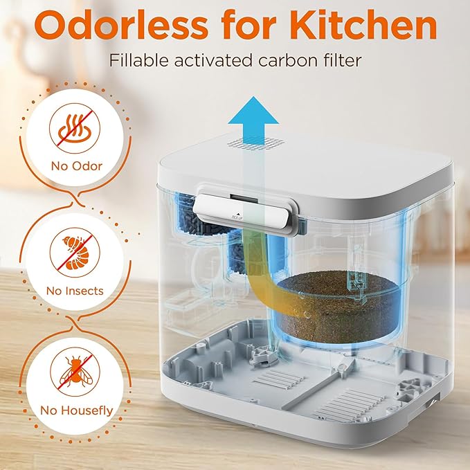 Electric Kitchen Composter, Indoor Smart Countertop Compost Bucket, Convert Food Waste and Residue into Compost