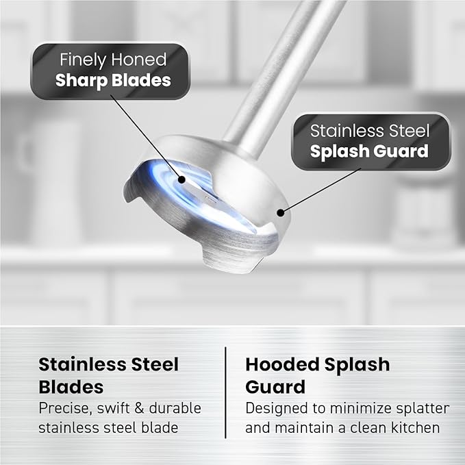 Elite Gourmet EHB1324 Cordless, Rechargeable Hand Blender, Variable 5-Speed Blending, One-Touch Power Button & Safety Lock, Stainless Steel Blades, Portable, Sauces, Soup, Smoothies, Baby Food, Gray