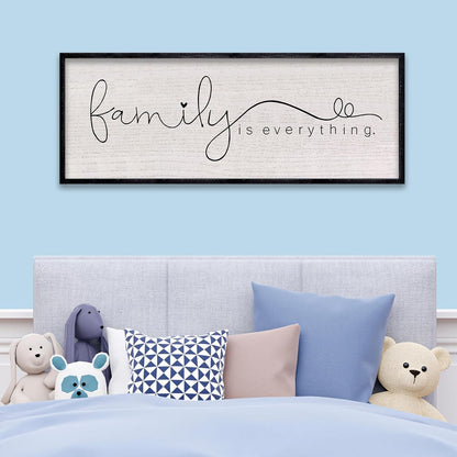 LuZhiQiang Family is Everything Sign Wall Decor 40"x15" Warm Home Sign Wall Art for Entryway Large Hanging Wood Framed (Black)