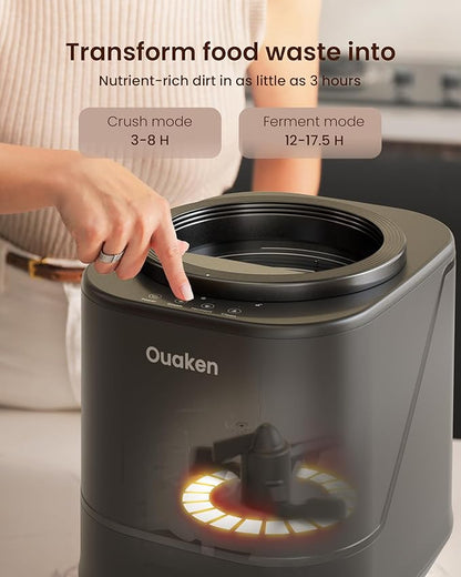 4L Electric Composter for Kitchen, Smart Countertop Compost Bin, Odorless | Low Noise | Auto-Cleaning | Turn Food Waste into Fertilizer, Indoor Food Waste Compost Machine, Black