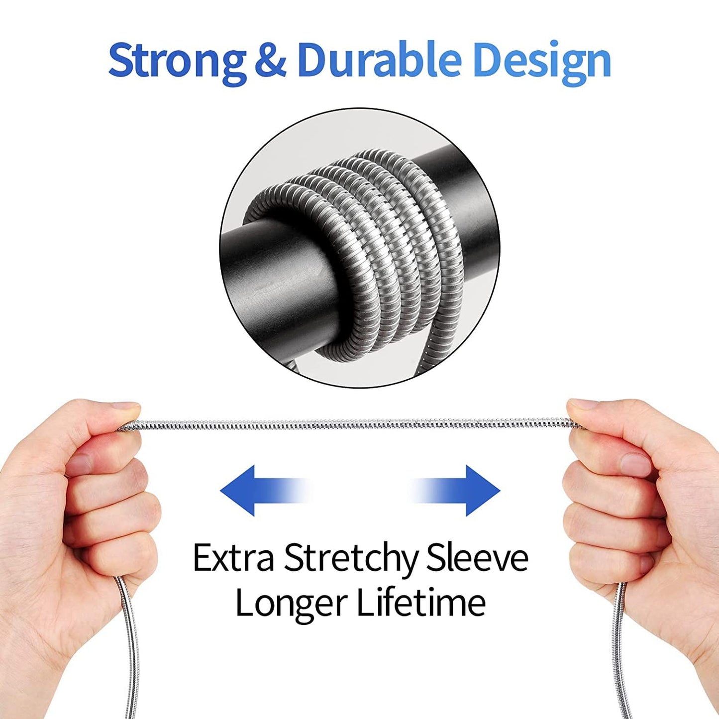 MFi Certified Charger Cable[2 Pack, 6.6 Feet] Metal Braided USB Cable with Insulation Coated Steel Jacket, Strong & Fast Charging Data Transfer Cord Compatible with iPhone/iPad