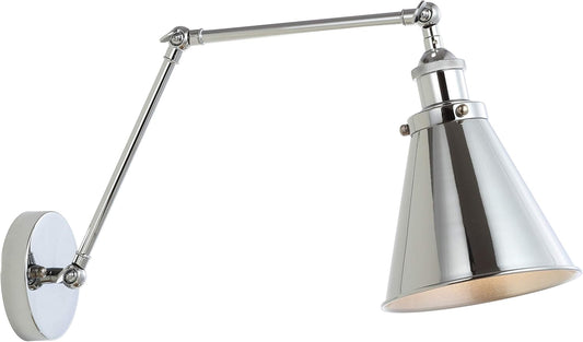 JONATHAN Y JYL7460A Rover 7" Farmhouse Industrial Adjustable Arm Metal LED Wall Sconce Rustic Bohemian 2700K LED 4W Bulb for Entryway Lobby Kitchen Bathroom Bedroom Living Room Hallway, Chrome
