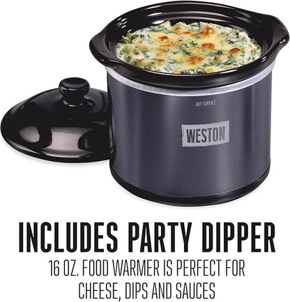 WESTON 2-in-1 Programmable Slow Cooker & Electric Indoor Smoker, 6 Quart, 3-Tier Smoking Rack for Meat, Cheese and More, Dishwasher Safe Crock, Temperature Probe, Includes 16 oz. Party Dipper, Black