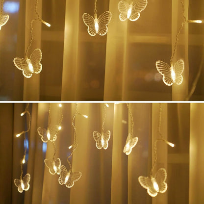 Butterfly Curtain Fairy Lights USB Plug in, 8 Modes 96 LED 11.5FT Firefly Window Twinkle Timer String Lights with Remote for Bedroom Patio Christmas Wedding Party Decoration (Warm White)