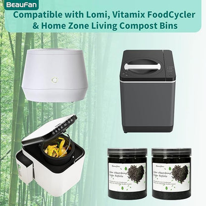 4 Canisters Odor Absorbing Carbon Filter Refills for Smart Waste Kitchen Composter, 12-Month Supplement, Replacement Activated Charcoal Filters Compatible with Electric Countertop Compost Bin, 1.55 LB