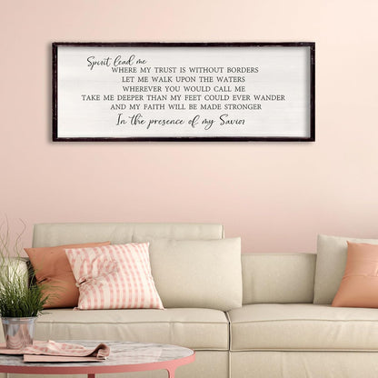 Spirit Lead Me Wall Decor 32"x12" Christian Scripture Worship Song Religious Bible Verse Wooden Framed for Bedroom Office Large Wall Art Hanging Sign (Black)