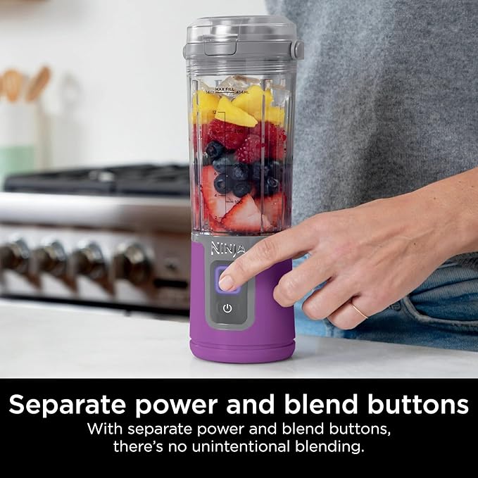 Ninja Blast 16 oz. Personal Portable Blender with Leak Proof Lid and Easy Sip Spout, Perfect for Smoothies, Cordless, USB-C Rechargeable, Dishwasher Safe Parts (Renewed) (Passion Fruit Purple)
