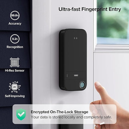 X1 Apple Home Key Lock, iOS ONLY Smart Keyless Entry HomeKit Door Lock with Fingerprint, Keypad Deadbolt Lock Works with HomeKit Over Thread (Border Router Required), IP65 Weatherproof, Black