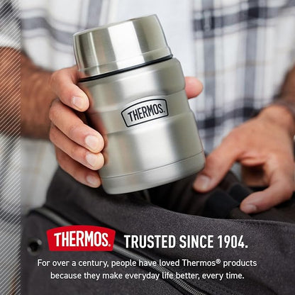 THERMOS Stainless King Vacuum-Insulated Food Jar with Spoon, 16 Ounce, Matte Powder Blue