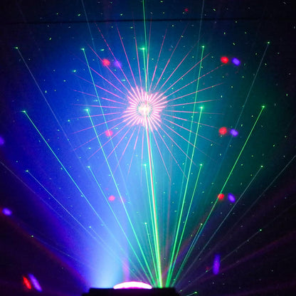3-in-1 Disco Party Lights, LED DJ Rave Strobe Light, Sound Activated Remote Control Stage Light Projecter Dancing Lights for Wedding Birthday Christmas Holiday Music Show Dance (8.46“*4.52”*5.3“)
