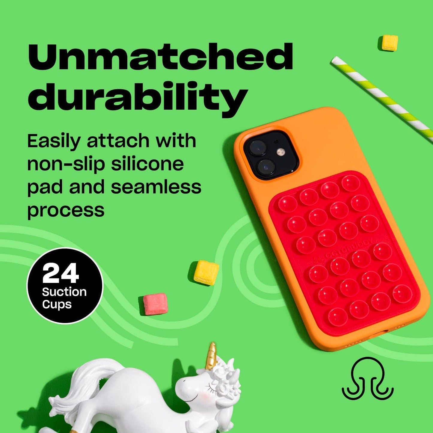 Classic MAX - Silicone Suction Phone Case Adhesive Mount - Hands-Free, Strong Grip Holder for Selfies and Videos - iPhone and Android Compatible - 2.6″ x 3.9″, Buttercream