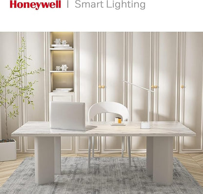 Honeywell LED Desk Lamp - Sunturalux Desk Lamps for Home Office with USB A+C Charging Ports, 3 Color Modes Stepless Dimmable Eye-Caring Foldable Desk Light for Bedroom Table Reading Study(White)