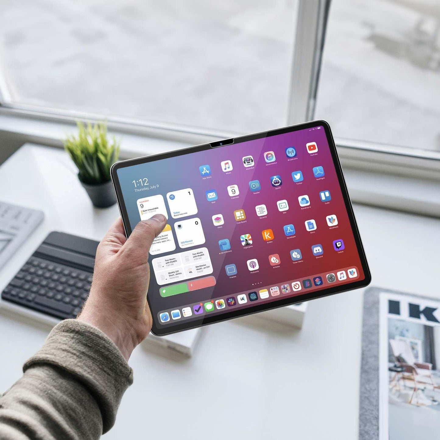 FLOLAB ONETIME NanoArmour Screen Protector for iPad Pro 13 Inch M4 2024 Tempered Glass, TruColor, Blue Light Blocker, No Blue Tint, Original Display Color, Ultra Clear, Easy Install, Durable