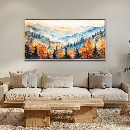 KELIYUAN Large Canvas Wall Decor For Living Room Wood Framed Wall Art For Bedroom Office Farmhouse Murals Abstract Mountain Forest ainting Wall Pictures Restaurant Modern Room Home Decor 30"X60"
