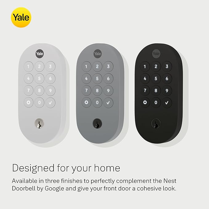Yale Ash Keyed Deadbolt Smart Lock with Google Matter, YRD510-MT1-ASH