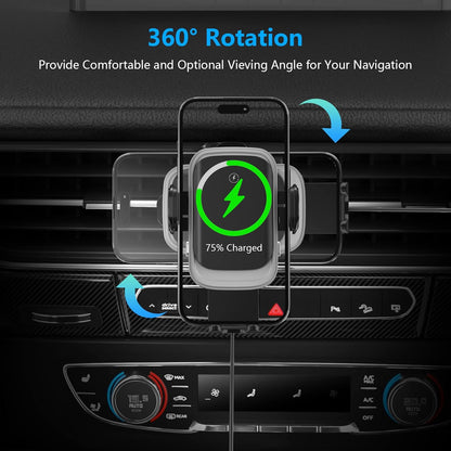 Wireless Car Charger, Auto-Clamping Car Mount 15W/10W/7.5W Fast Charging Air Vent Car Phone Mount Compatible with iPhone 14/13/13 Pro/12 Pro Max/12 pro/12/11/10/8 Series, Samsung Galaxy Series
