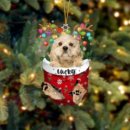Cream Cocker Spaniel Dog Christmas Ornament, Cream Cocker Spaniel in Snow Pocket Christmas Tree Ornament, Dog Lovers Gift Idea Xmas Decor, Christmas Decorations for Tree, Ornament Gift for Dog Lovers