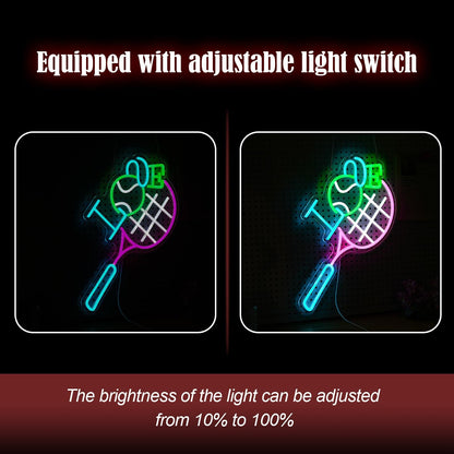 I Love Tennis Neon Sign Distinctive Tennis Led Neon Light for Wall Decor Dimmable USB Tennis Neon Signs Light Up Sign for Gymnasium Club Sports Store Bedroom Gifts(12.6 * 16.5In)