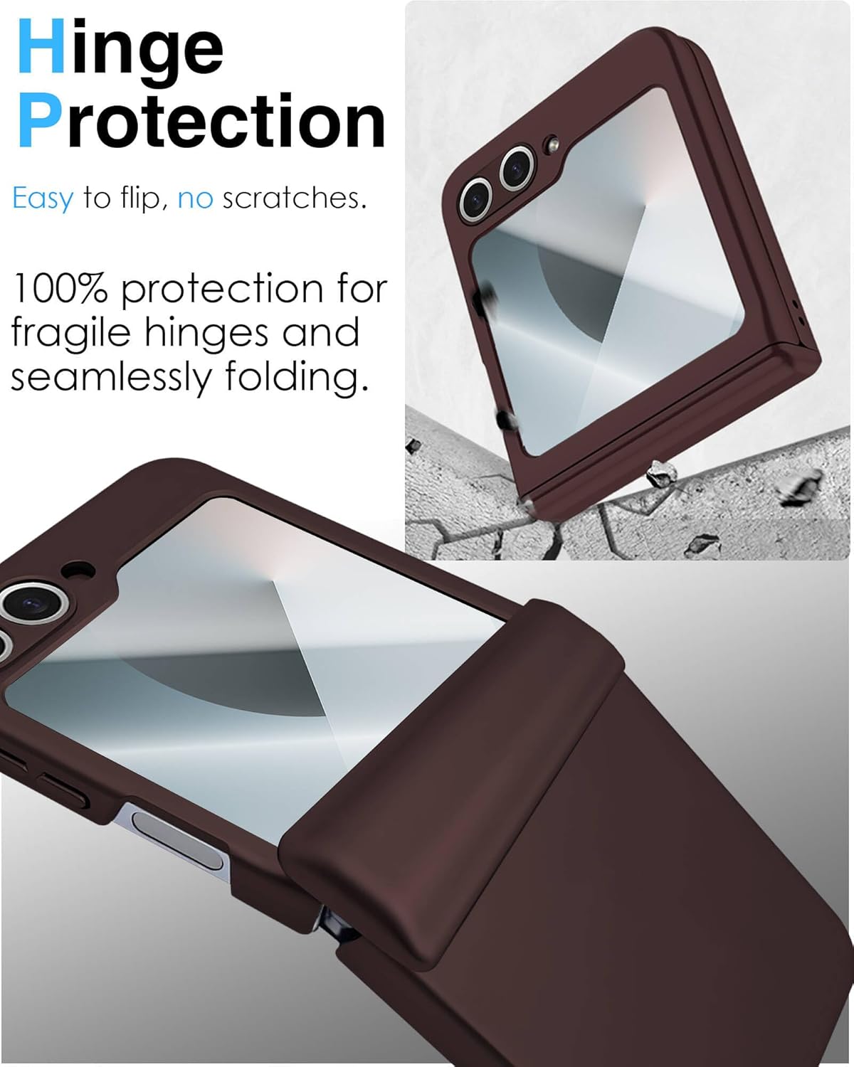 STORMTAL for Samsung Galaxy Z Flip 6 Case/Z Flip 7 FE Case, Hinge Protection, Built-in Screen Protector, Wireless Charging, Slim Rugged Phone Protective Case for Galaxy Z Flip 6 Wine