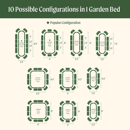 Vego garden 32" Extra Tall Raised Garden Bed Kits,10 in 1 Modular Raised Planter Box for Vegetables Flowers Fruits Oval Metal Raised Garden-Modern Gray