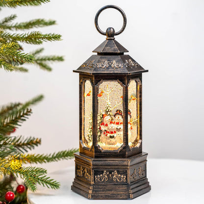 Christmas Snow Globe Swirling Glittering Snowman Choir & Cardinal with Music & Timer, USB Lined/Battery Operated Lighted Water Lantern for Christmas Festival Decoration Gifts