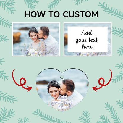 Personalized Christmas Ornaments 2025, Wood Custom Photo Text Hanging Ornament Customized Christmas Tree Decorations Gift for Family, Kids, Friends, Couples, Wedding