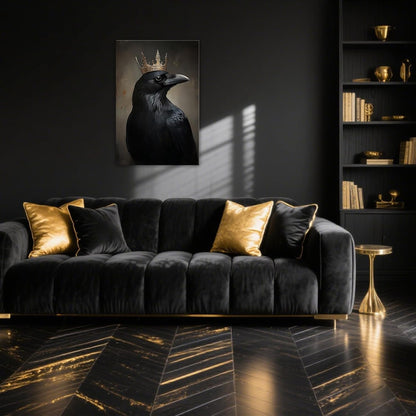 OAAPITI Raven King Wall Art Mysterious Black Bird Painting Dark Gothic Animal Canvas Print for Living Room Bedroom Home Office Inspirational Decor(Artwork-8,20"x30")