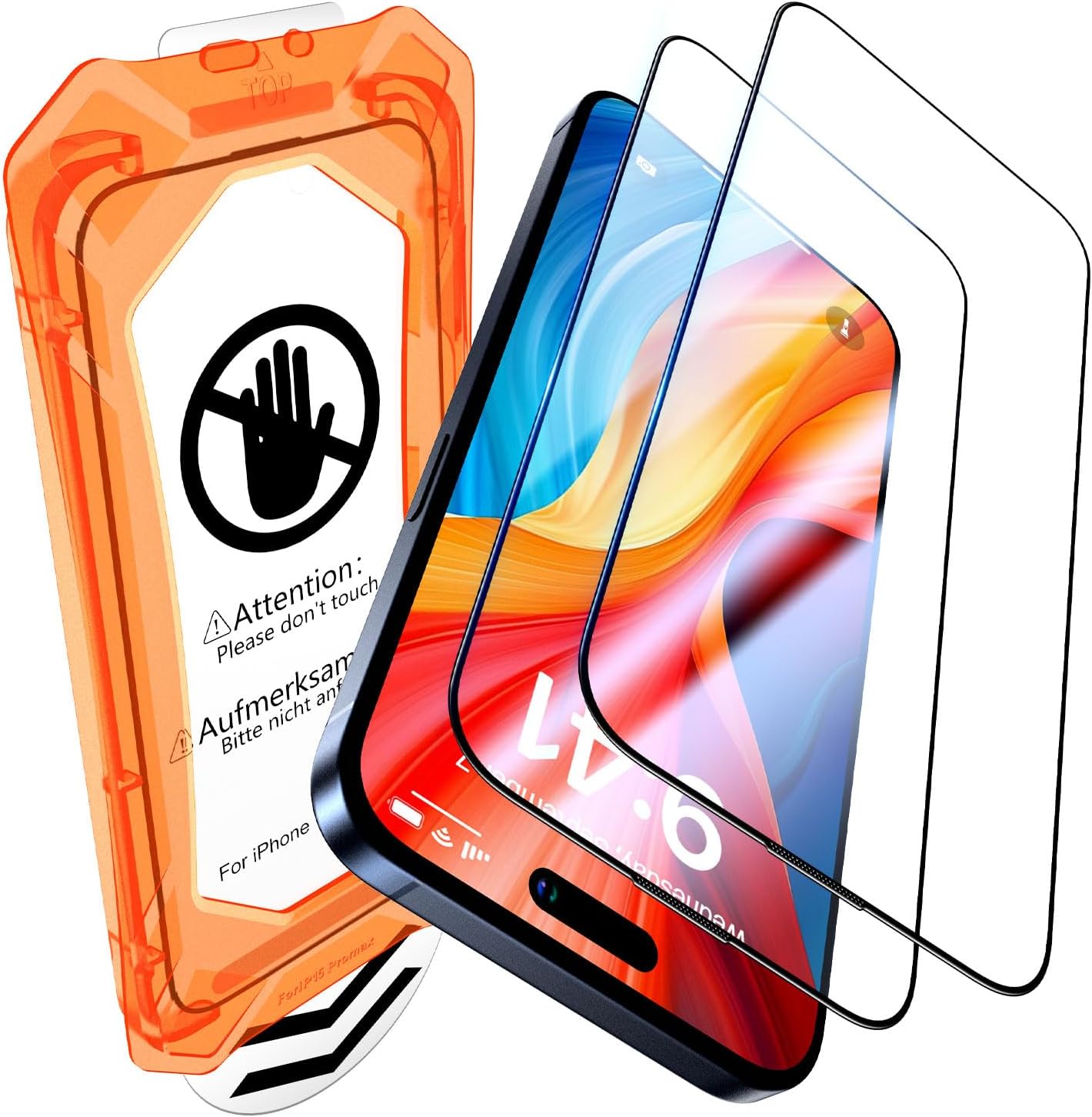 UniqueMe for iPhone 15 Pro Screen Protector - [Military Grade Shatterproof & 9H+ Hardness] Screen Protector 15 Pro Tempered Glass Full Coverage Protection, Easy Installation, 2 Packs