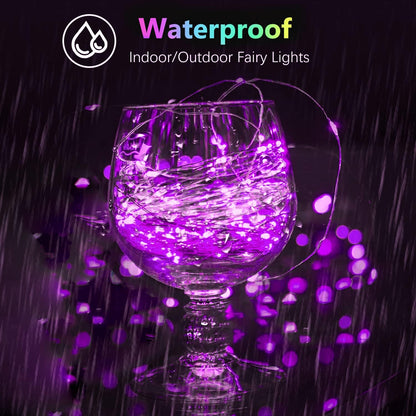 4 Pack 20FT 60LED Halloween Battery Operated Fairy Lights with Timer, Waterproof Battery String Lights Outdoor Indoor, Battery Twinkle Lights for Bedroom Wedding Birthday Party Halloween (Purple)