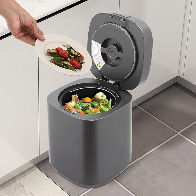 2.5L Electric Kitchen Composter, Indoor/Outdoor Composting Machine, Countertop Compost Machine Turn Food Waste and Scraps into Fertilizer for Garden Plants, Black