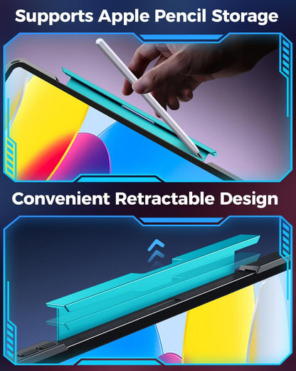 TSQQST Clear Wireless Keyboard Case for iPad (A16) 11th Generation 11-inch 2025/ iPad 10th Generation 10.9-inch 2022 with Pencil Holder & Multi-Touch Trackpad, 7-Color Backlight, 360 Rotatable, Blue