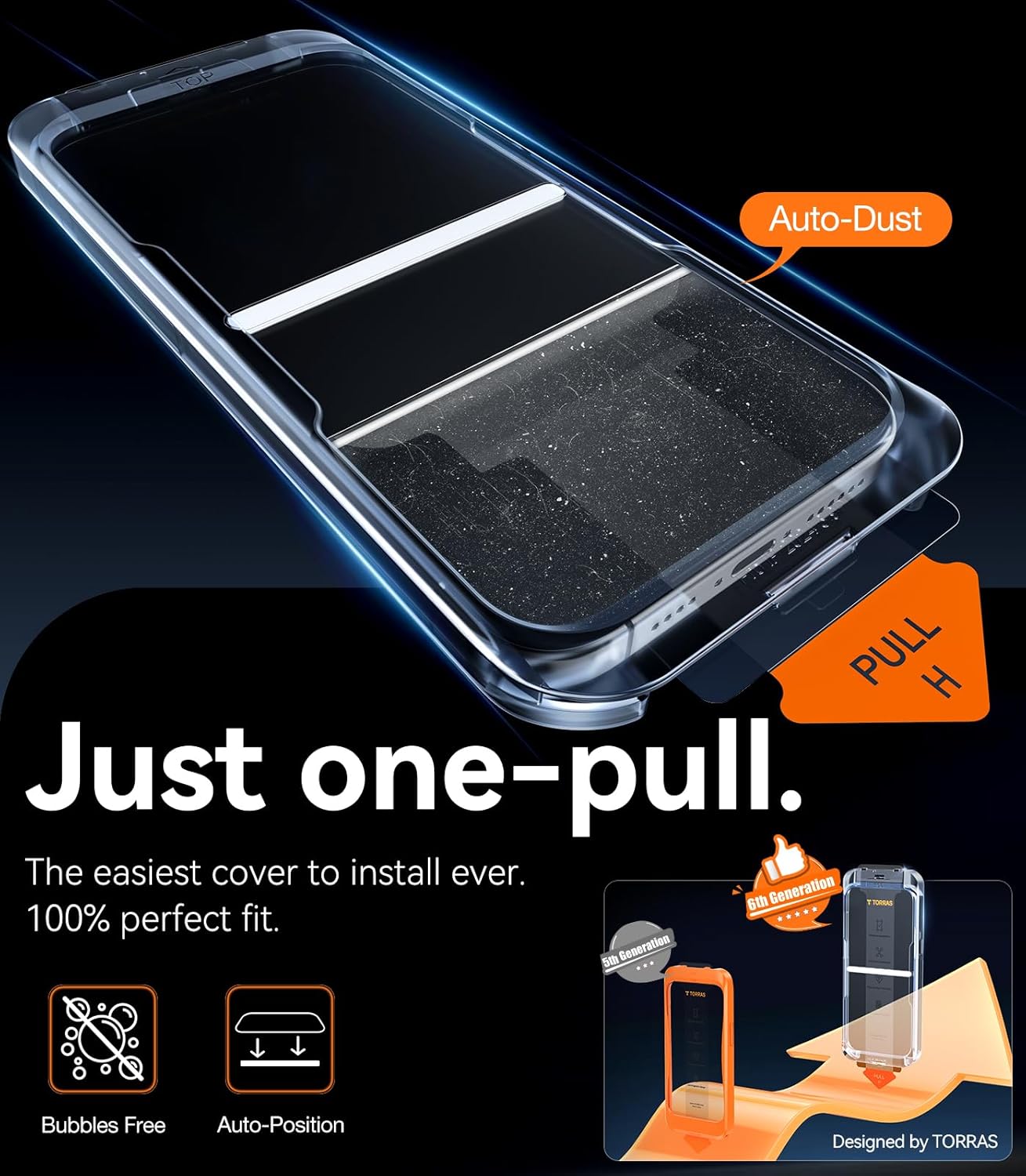 TORRAS Military-Grade Shatterproof for 16 Plus Screen Protector 6.7 Inch [9H+ Tempered Glass& One-Step Installation] Anti-Scratch Full Coverage Fit Bubble Free Case-Friendly Film, 2 Park,GlassGo X