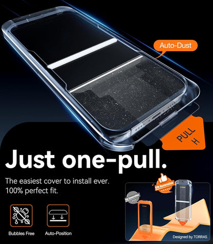 TORRAS Military-Grade Shatterproof for iPhone 16 Pro Max Screen Protector [9H+ Aerospace Tempered Glass＆ One-Step Installation] Full Coverage Fit Bubble Free Top-Notch Protection, 2 Pack, GlassGo X