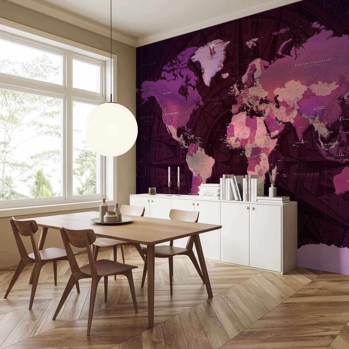 artgeist Premium Wall Mural World Map 79x55 in - XXL Non-Woven Wallpaper Fleece Wall Decor Photo Print Picture Image Design Home Map of The World k-A-0273-a-a