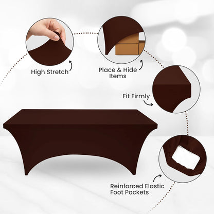 Utopia Kitchen 6FT Spandex Tablecloth [1 Pack, Light Coffee] 200 GSM Stretch, Fitted, Washable and Wrinkle Resistant Table Cloth Rectangle Cover for Trade Shows, Wedding, Parties [72Lx30Wx30H Inch]