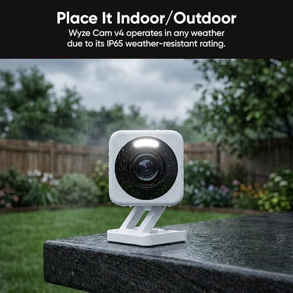 WYZE Cam v4 (Latest Model), 2.5K AI Security Camera, Indoor/Outdoor Cameras for Home Security, Baby Monitor & Pet Camera, Vibrant Color Night Vision, No Subscription Required, Free Expert Help